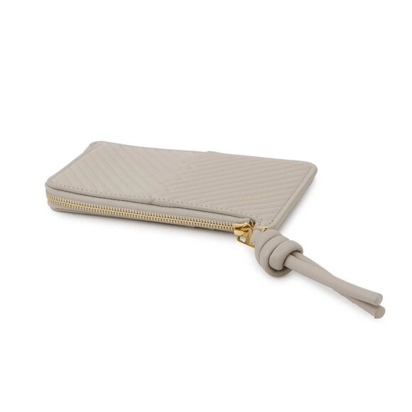 LOEWE Knot Coin Card Holder Shiny Nappa Calf Leather Light oats CEM1Z40X04 - Picture 2 of 9